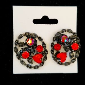 Vintage Rhinestone & Crystal Austria Clip Earrings